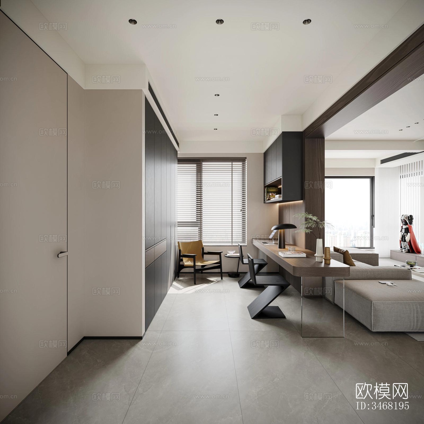 现代大平层效果图下载（渲染图4）