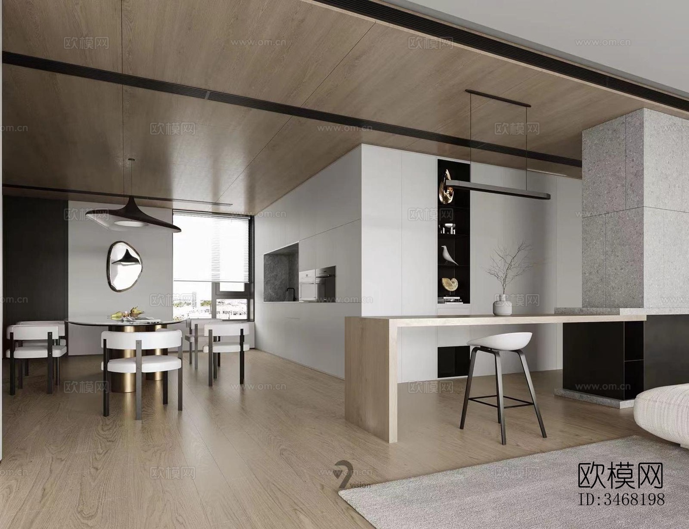 现代大平层效果图下载（渲染图18）