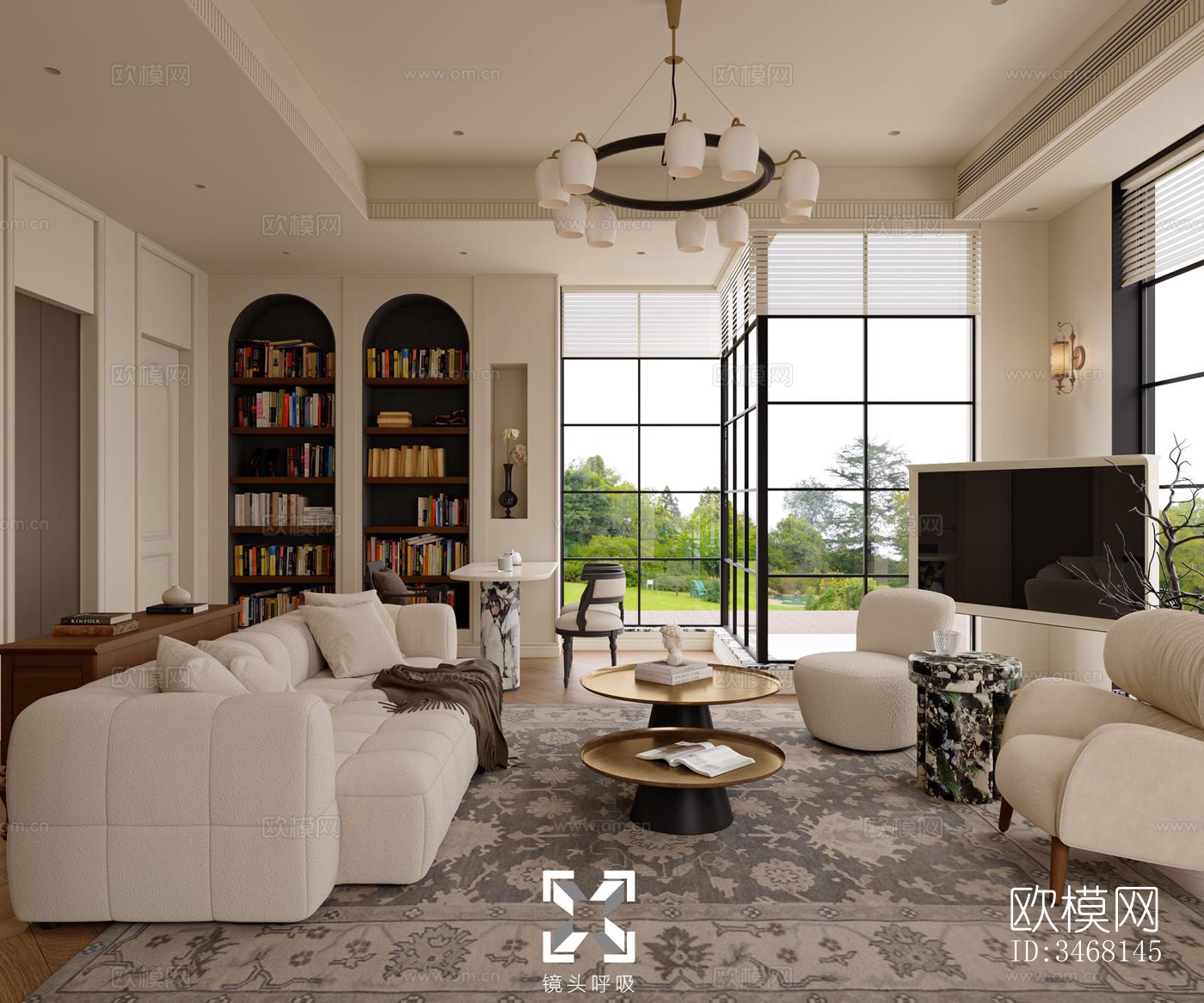 现代大平层效果图下载（渲染图8）