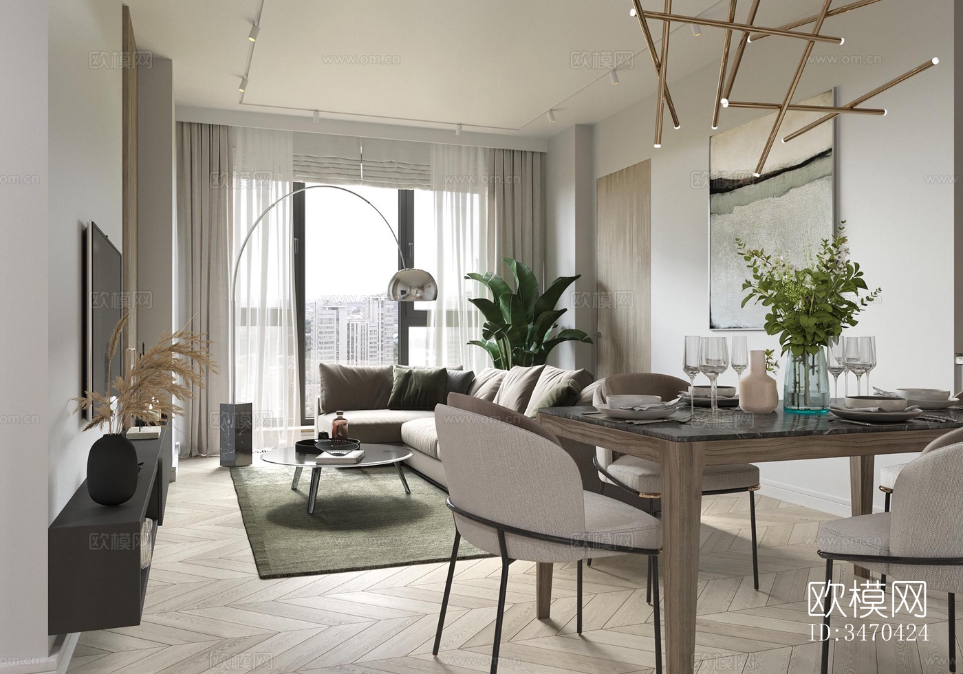 现代平层效果图下载（渲染图4）