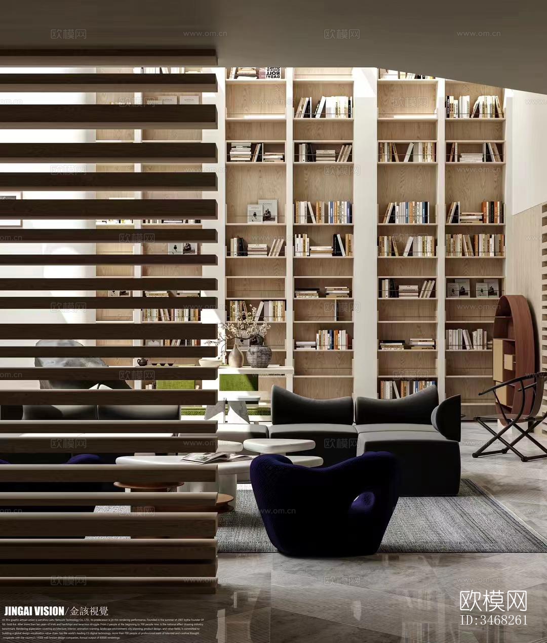 现代大平层效果图下载（渲染图2）