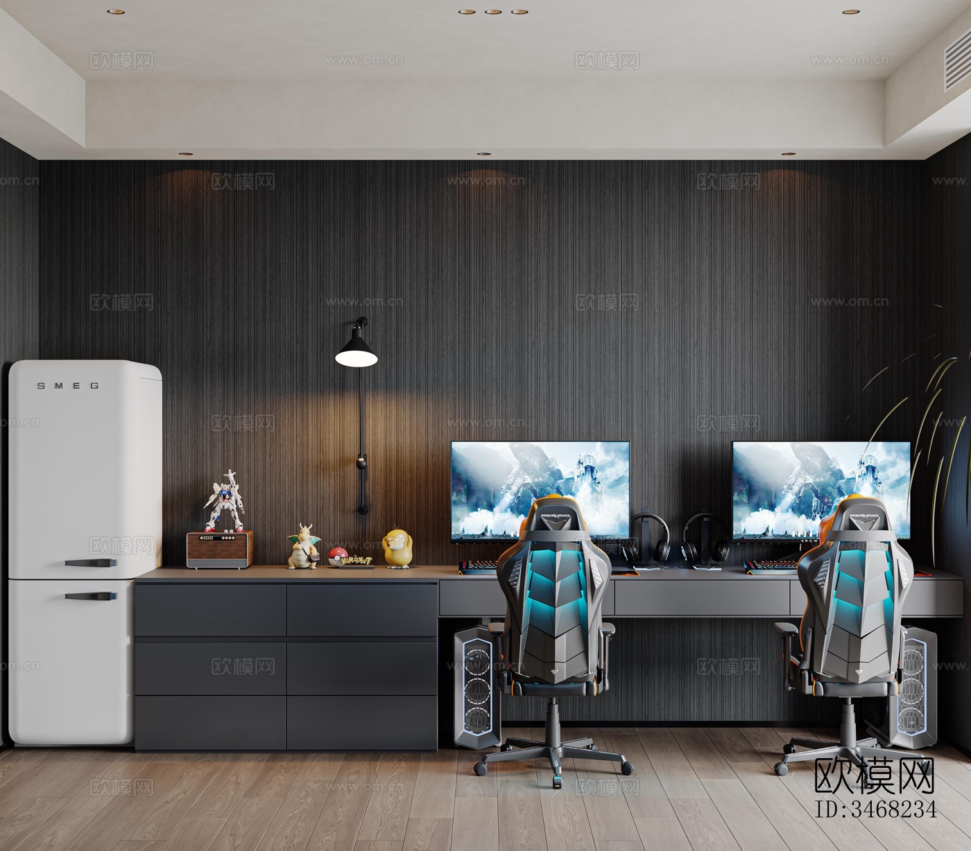 现代大平层效果图下载（渲染图9）