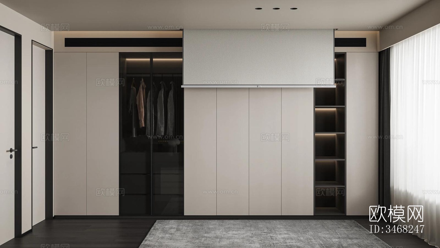 现代大平层效果图下载（渲染图7）