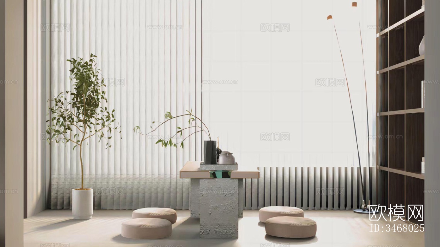 现代大平层效果图下载（渲染图3）