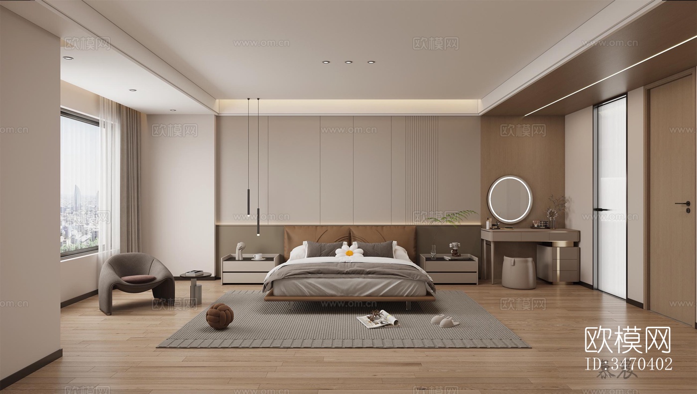 现代平层效果图下载（渲染图1）