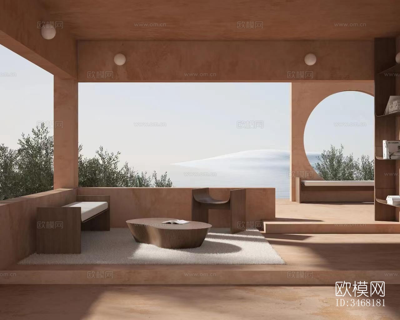 现代大平层效果图下载（渲染图1）