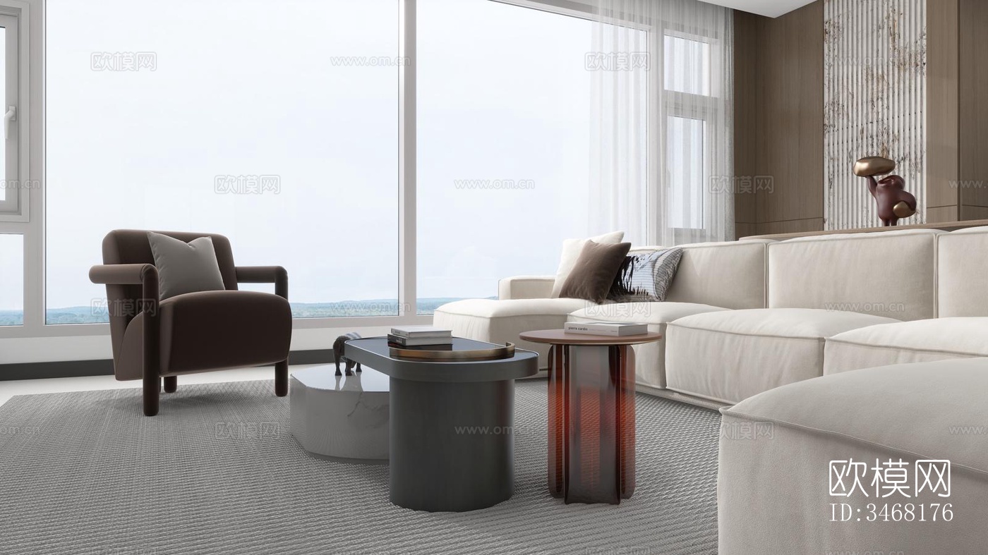 现代大平层效果图下载（渲染图6）