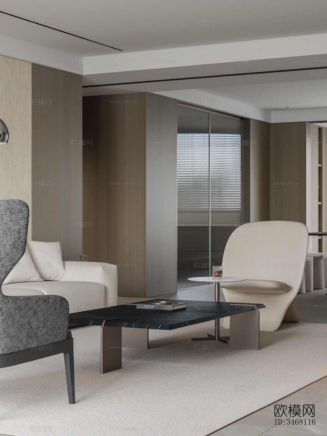 现代大平层效果图下载（渲染图12）