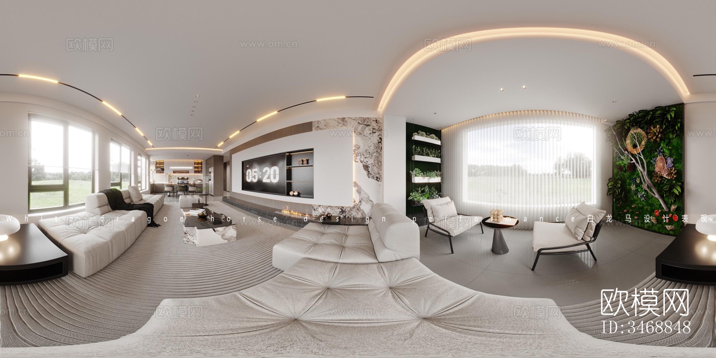 现代平层效果图下载（渲染图1）