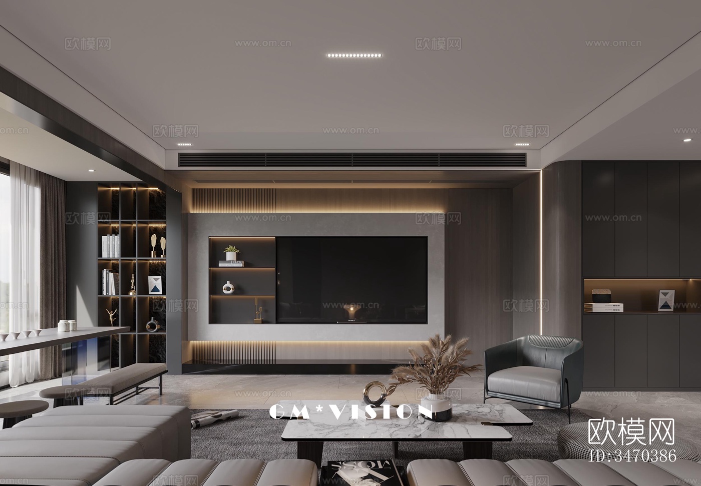 现代平层效果图下载（渲染图6）