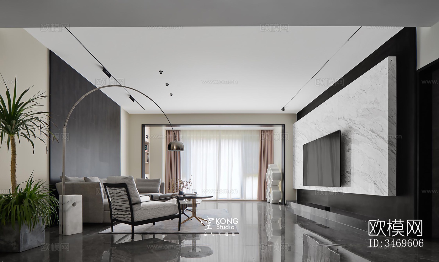 现代平层效果图下载（渲染图3）