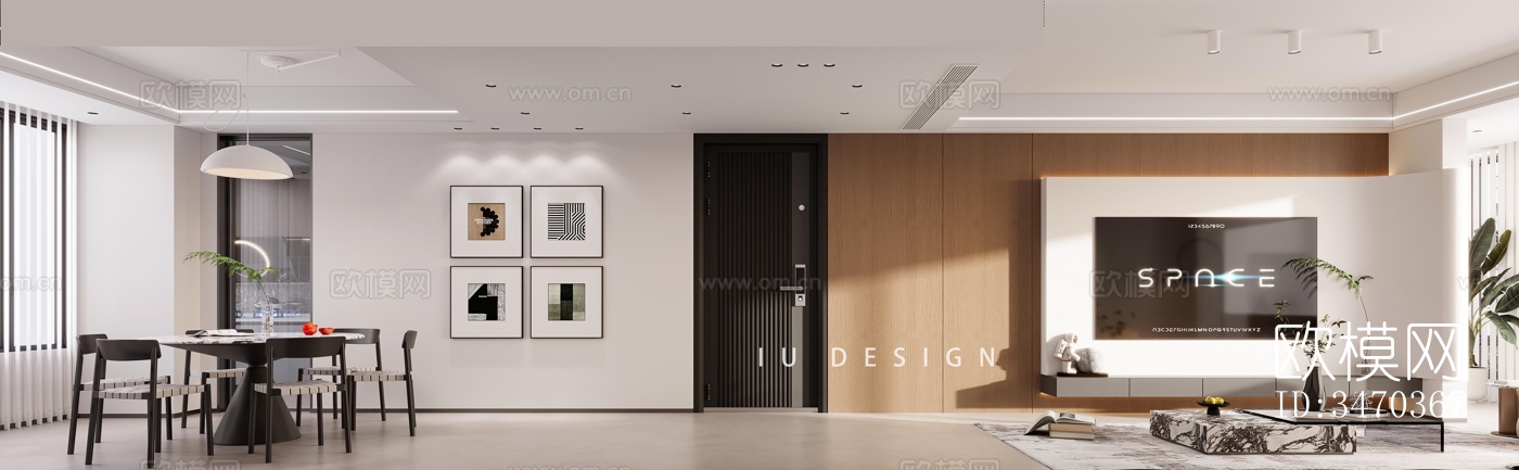 现代平层效果图下载（渲染图1）