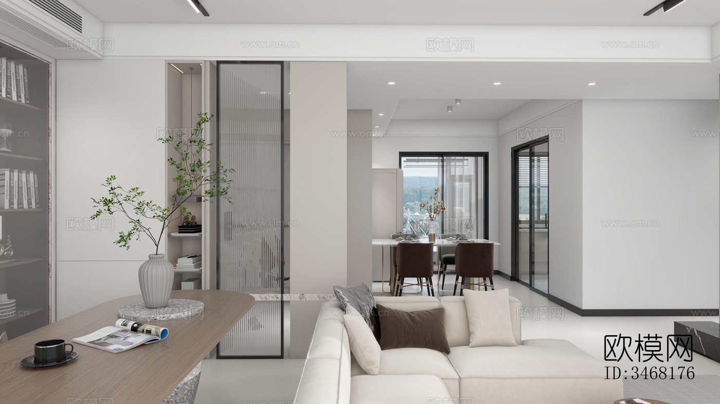 现代大平层效果图下载（渲染图5）