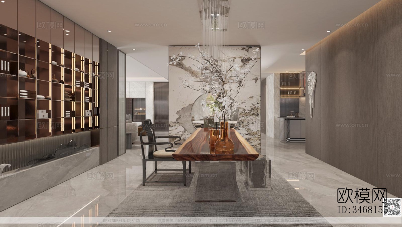 现代大平层效果图下载（渲染图8）