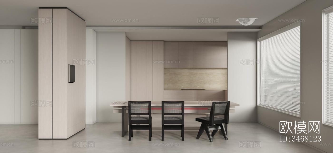 现代大平层效果图下载（渲染图9）