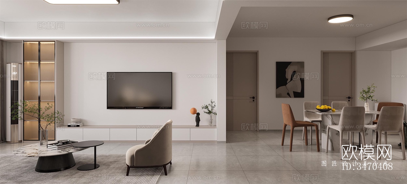 现代平层效果图下载（渲染图2）