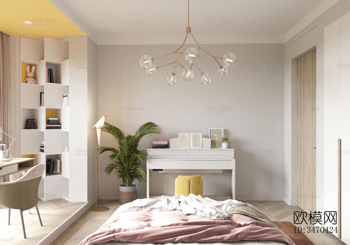 现代平层效果图下载（渲染图9）