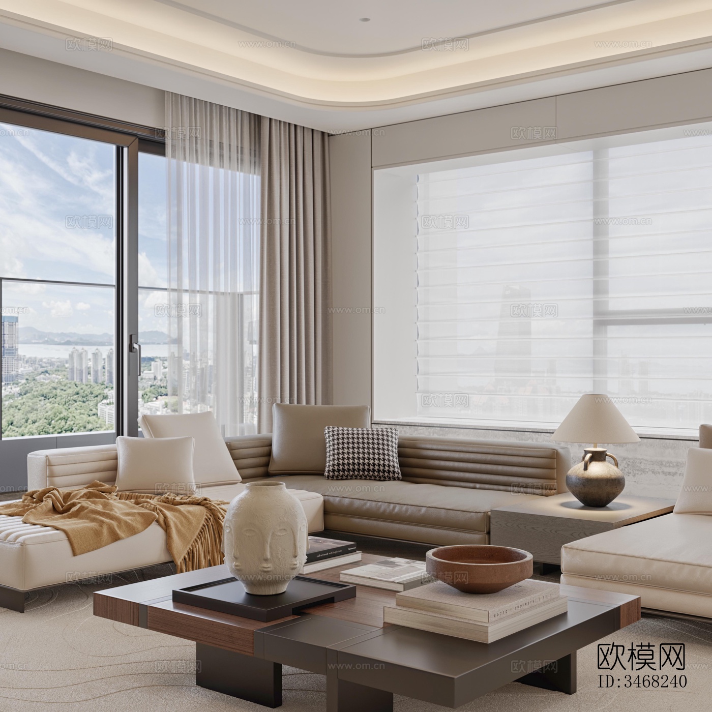 现代大平层效果图下载（渲染图13）