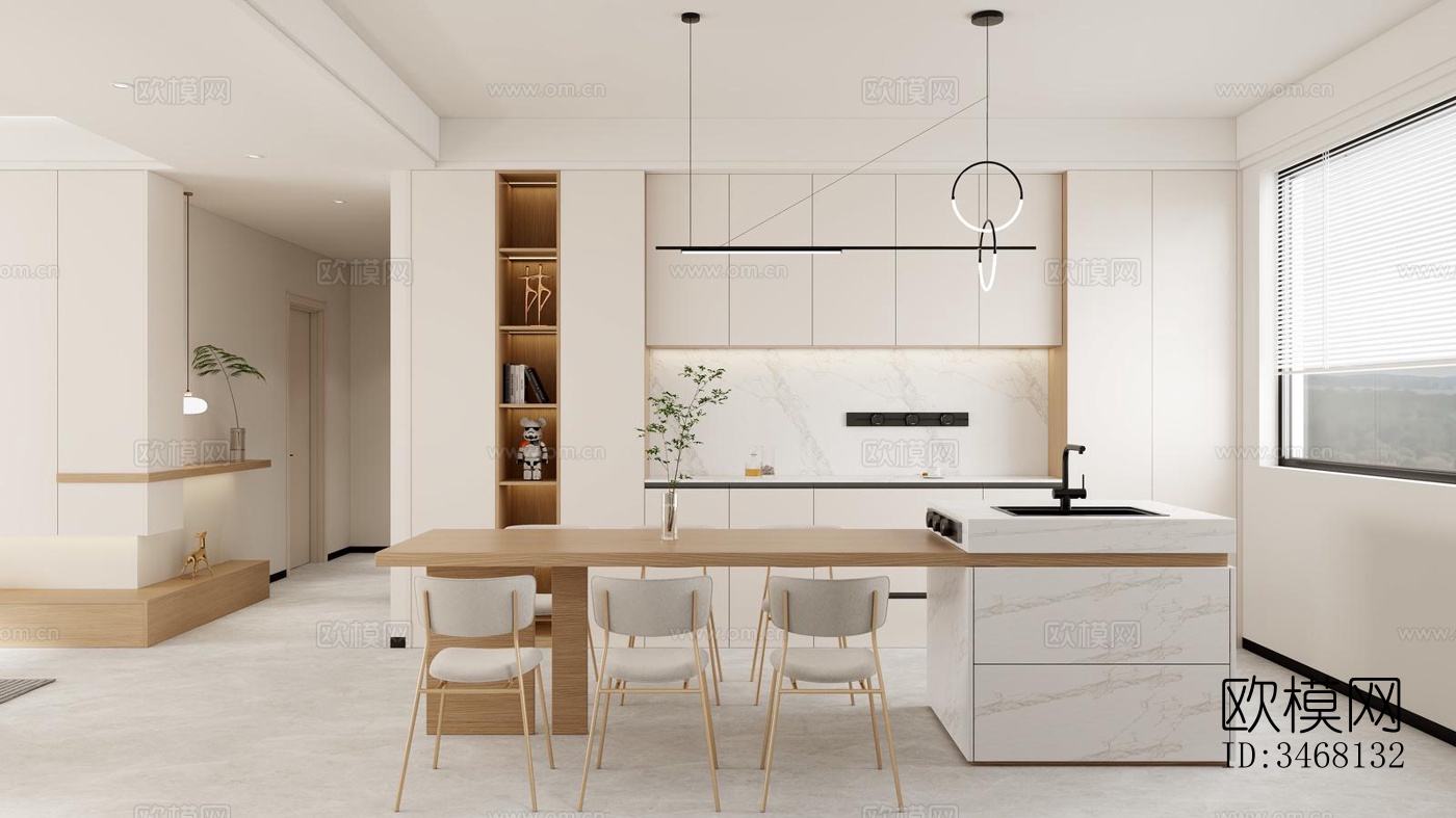 现代大平层效果图下载（渲染图3）