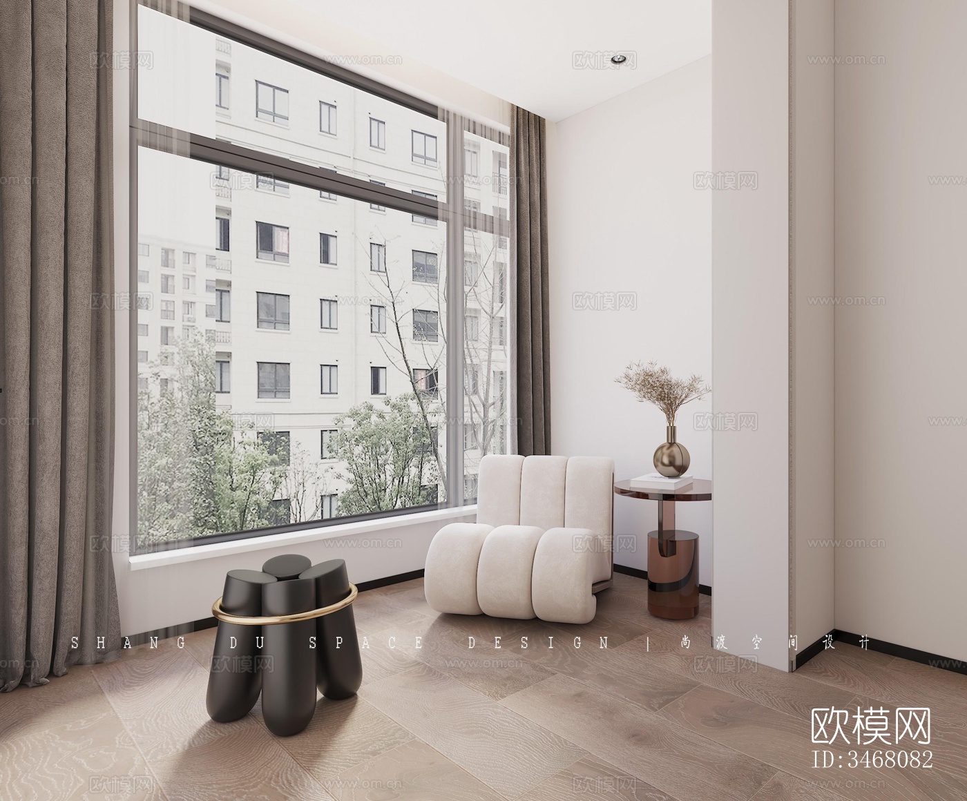 现代大平层效果图下载（渲染图7）