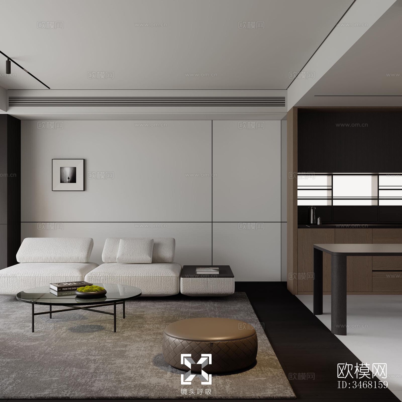 现代大平层效果图下载（渲染图1）