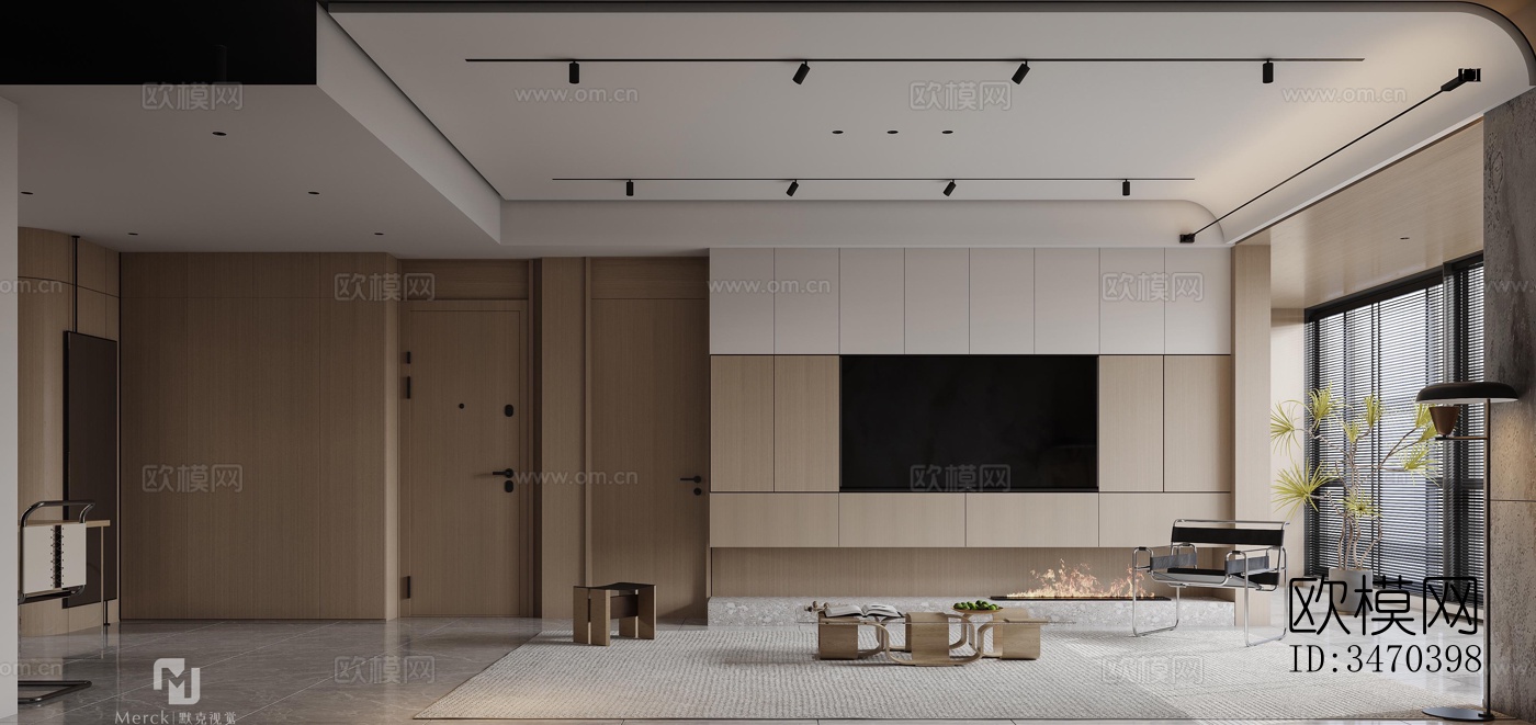 现代平层效果图下载（渲染图1）