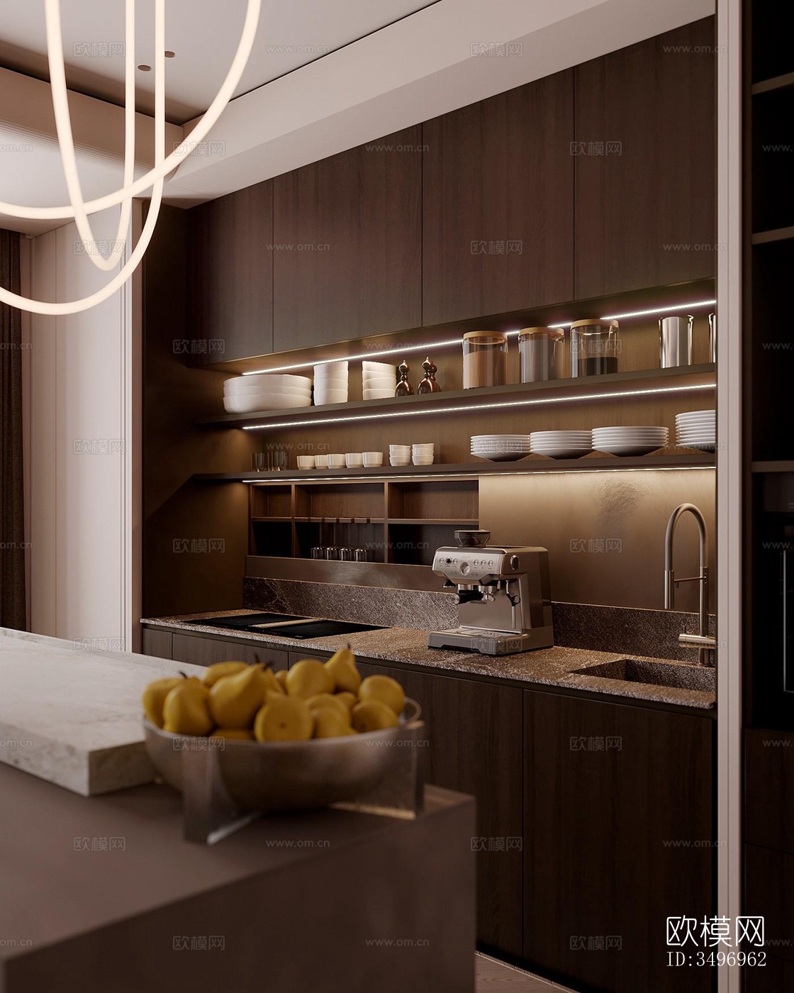 现代大平层效果图下载（渲染图3）