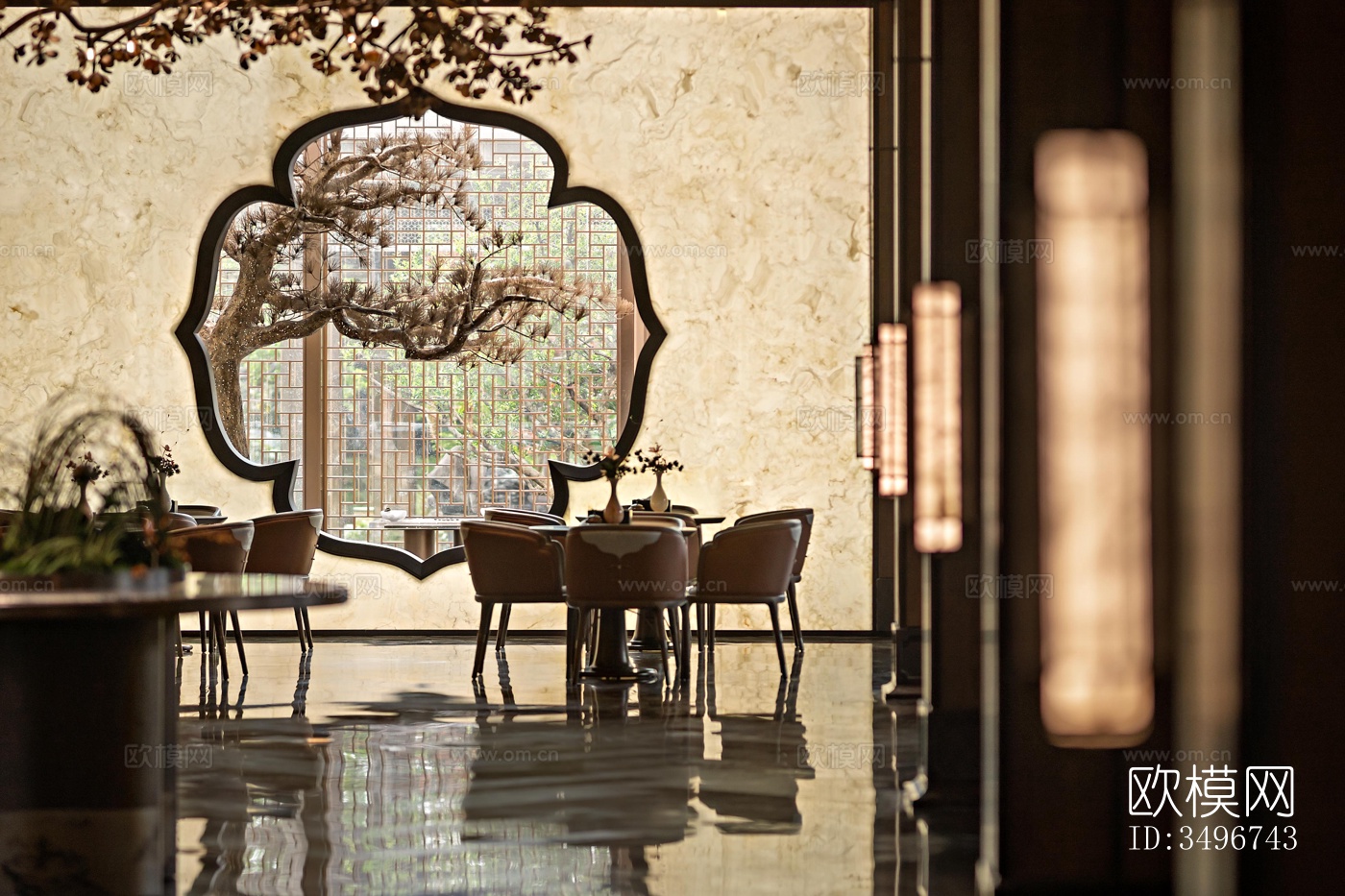 新中式售楼处效果图下载（渲染图2）