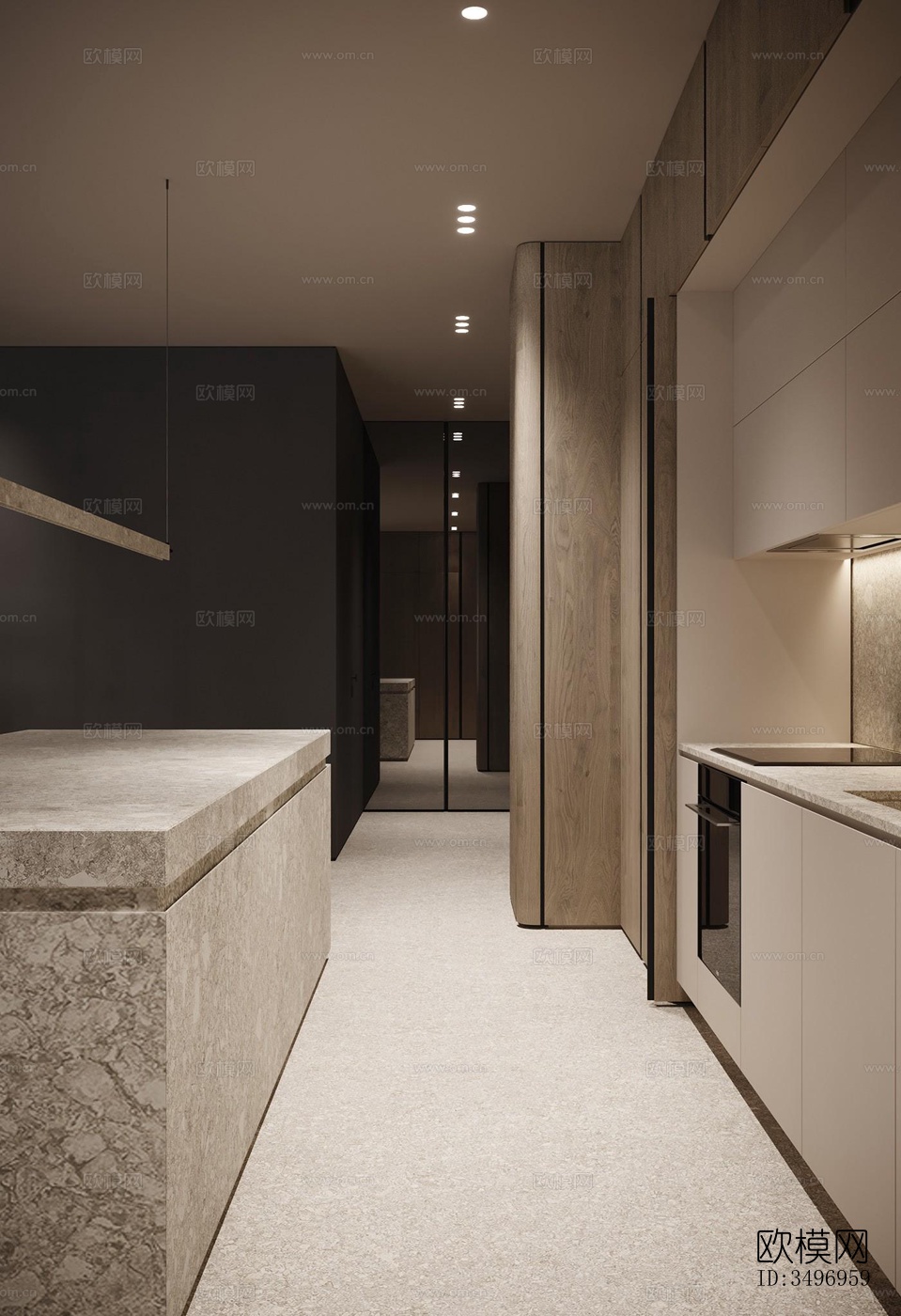 现代大平层效果图下载（渲染图4）