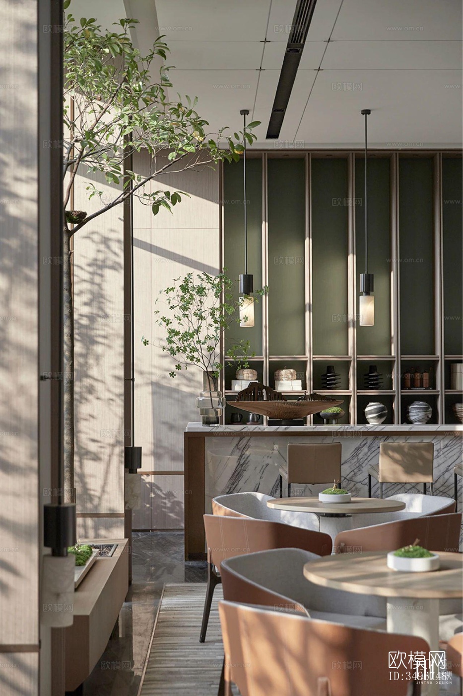 新中式售楼处效果图下载（渲染图12）