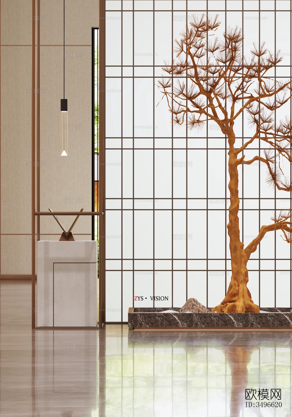 新中式售楼处效果图下载（渲染图15）