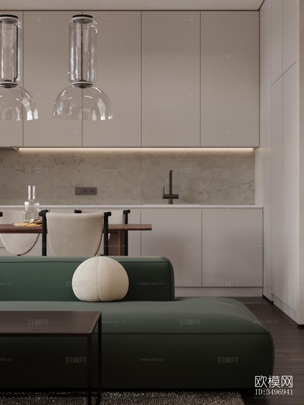 现代大平层效果图下载（渲染图16）