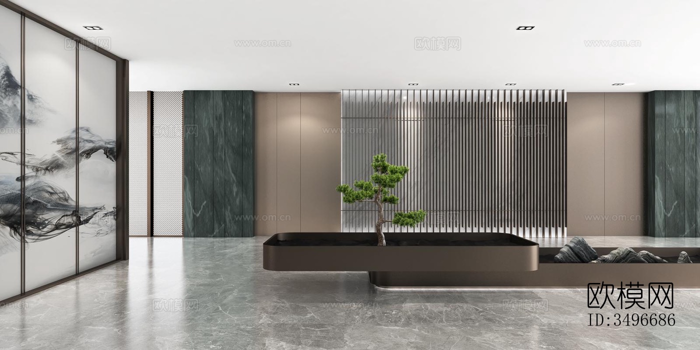 新中式售楼处效果图下载（渲染图10）