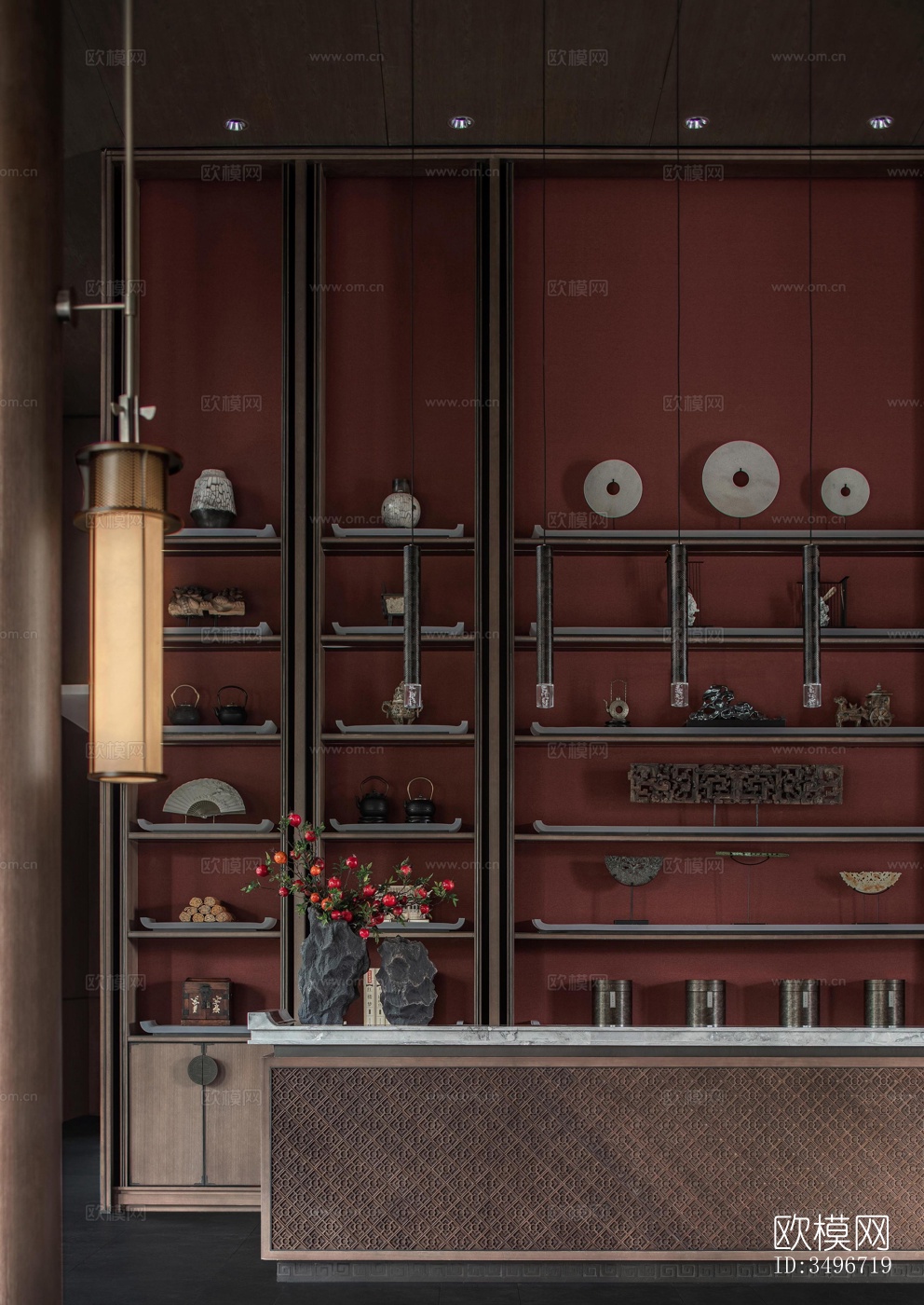 新中式售楼处效果图下载（渲染图10）