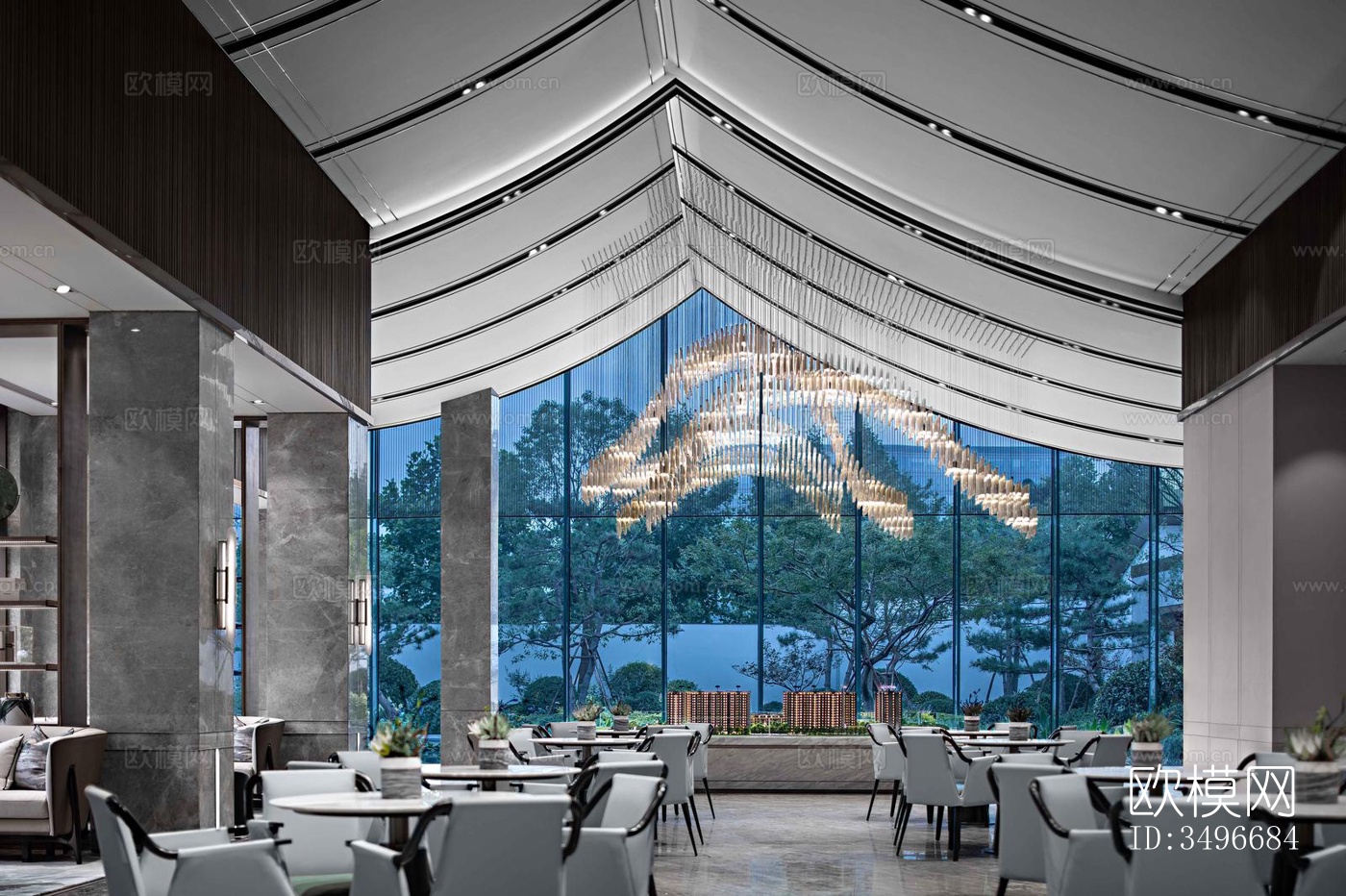 新中式售楼处效果图下载（渲染图8）