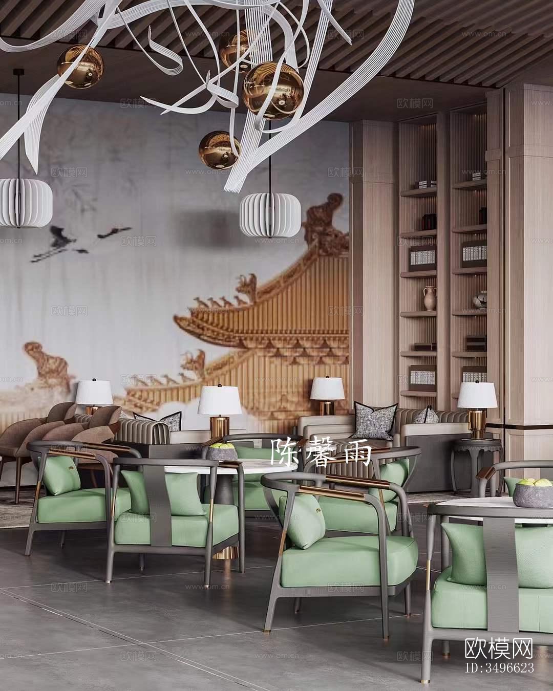 新中式售楼处效果图下载（渲染图5）