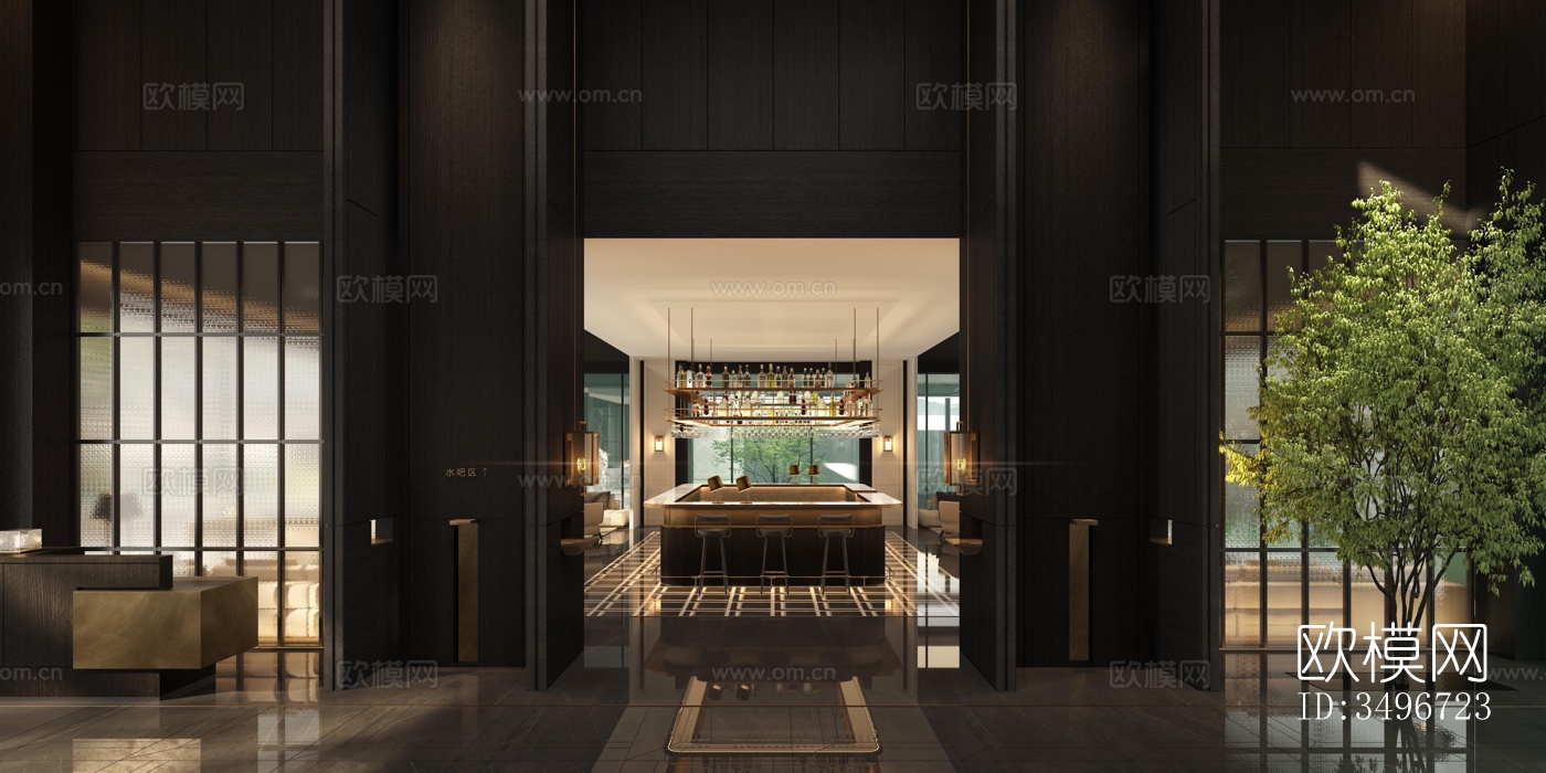 新中式售楼处效果图下载（渲染图8）