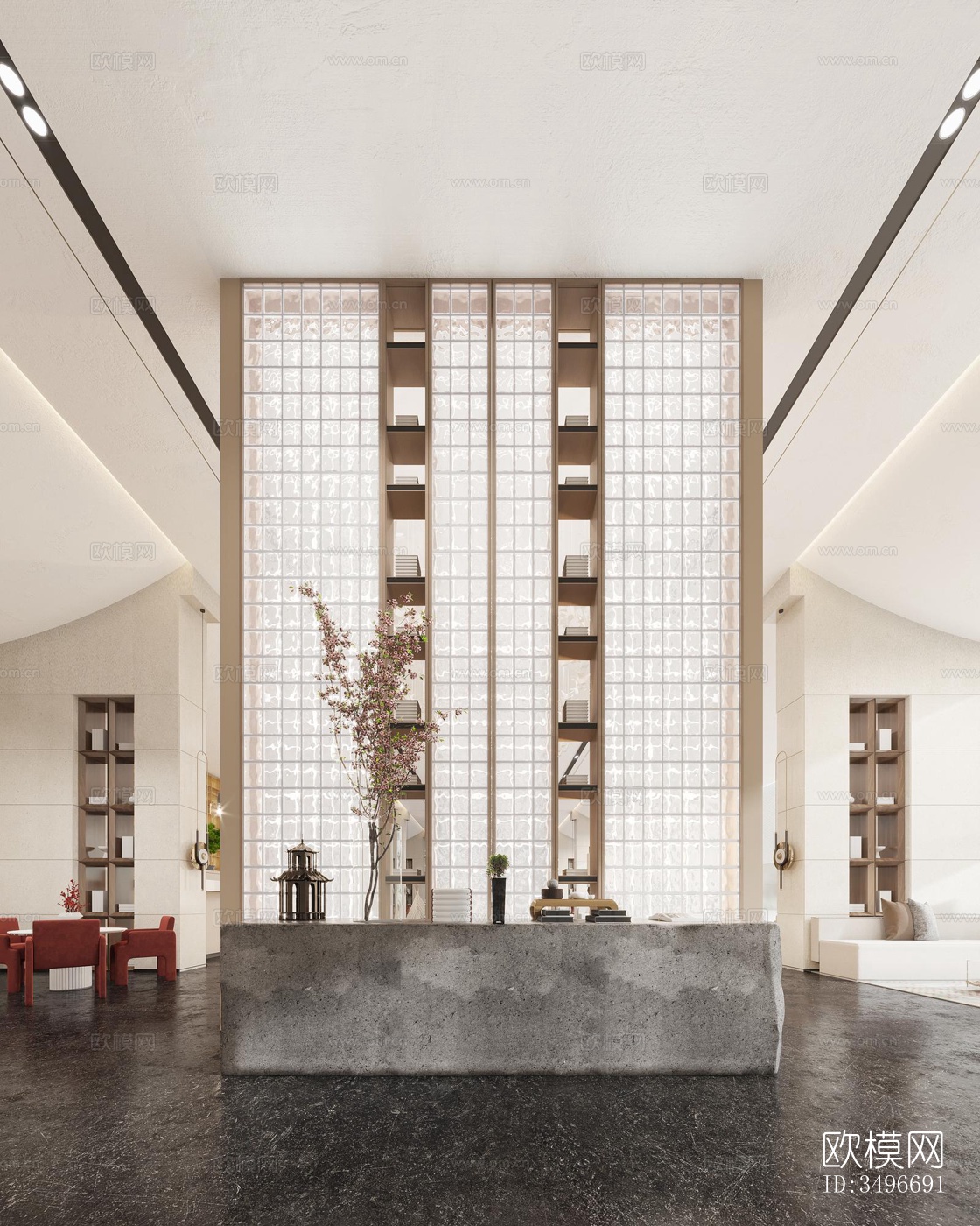 新中式售楼处效果图下载（渲染图8）