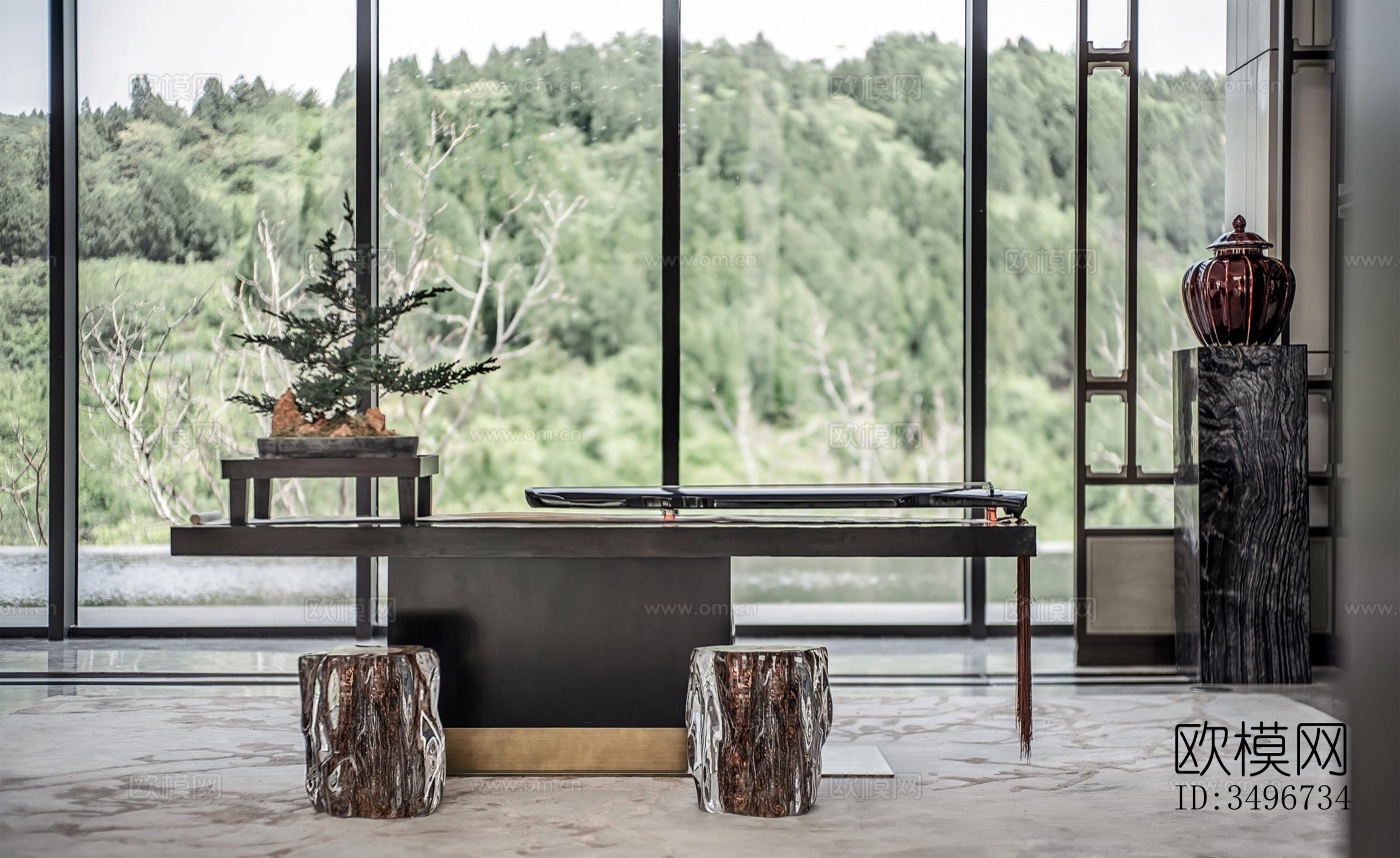 新中式售楼处效果图下载（渲染图3）