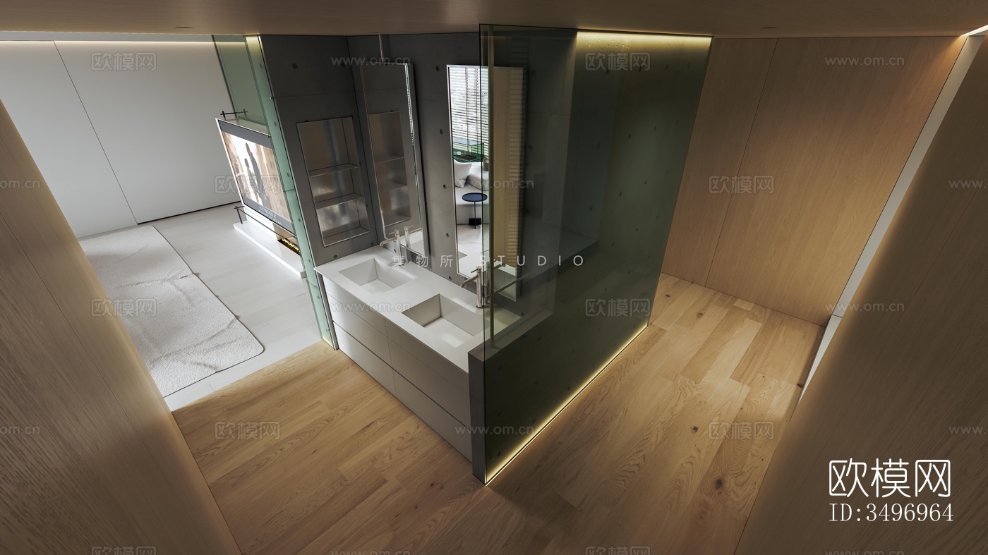 现代大平层效果图下载（渲染图8）