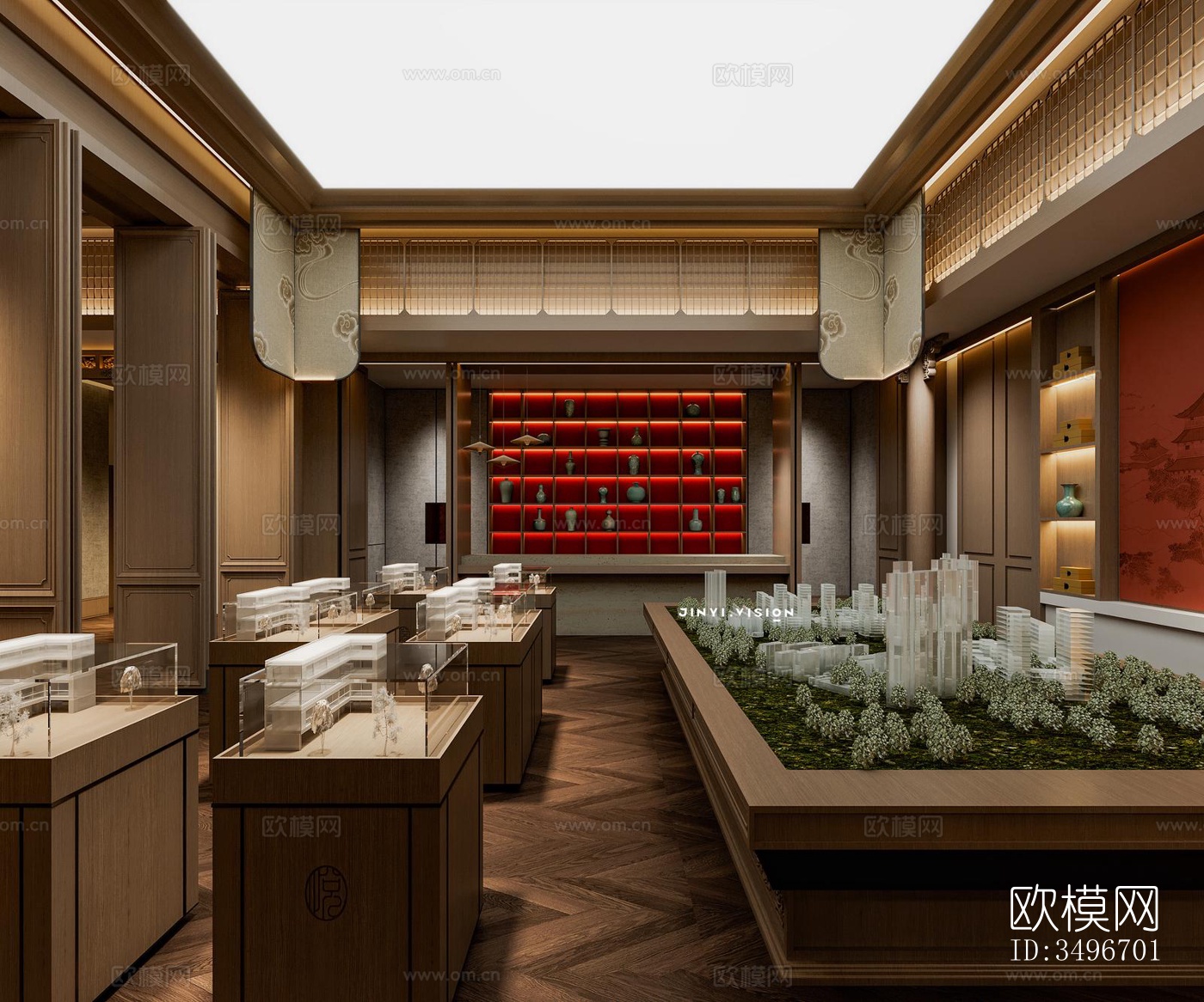 新中式售楼处效果图下载（渲染图1）