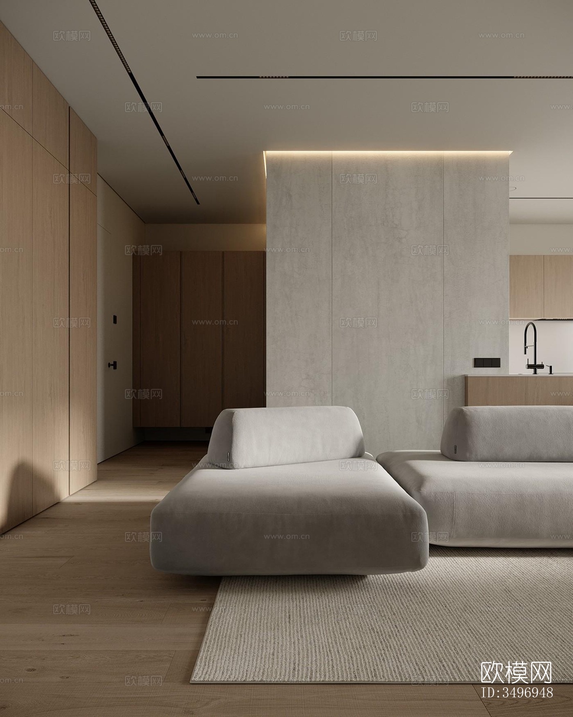 现代大平层效果图下载（渲染图18）