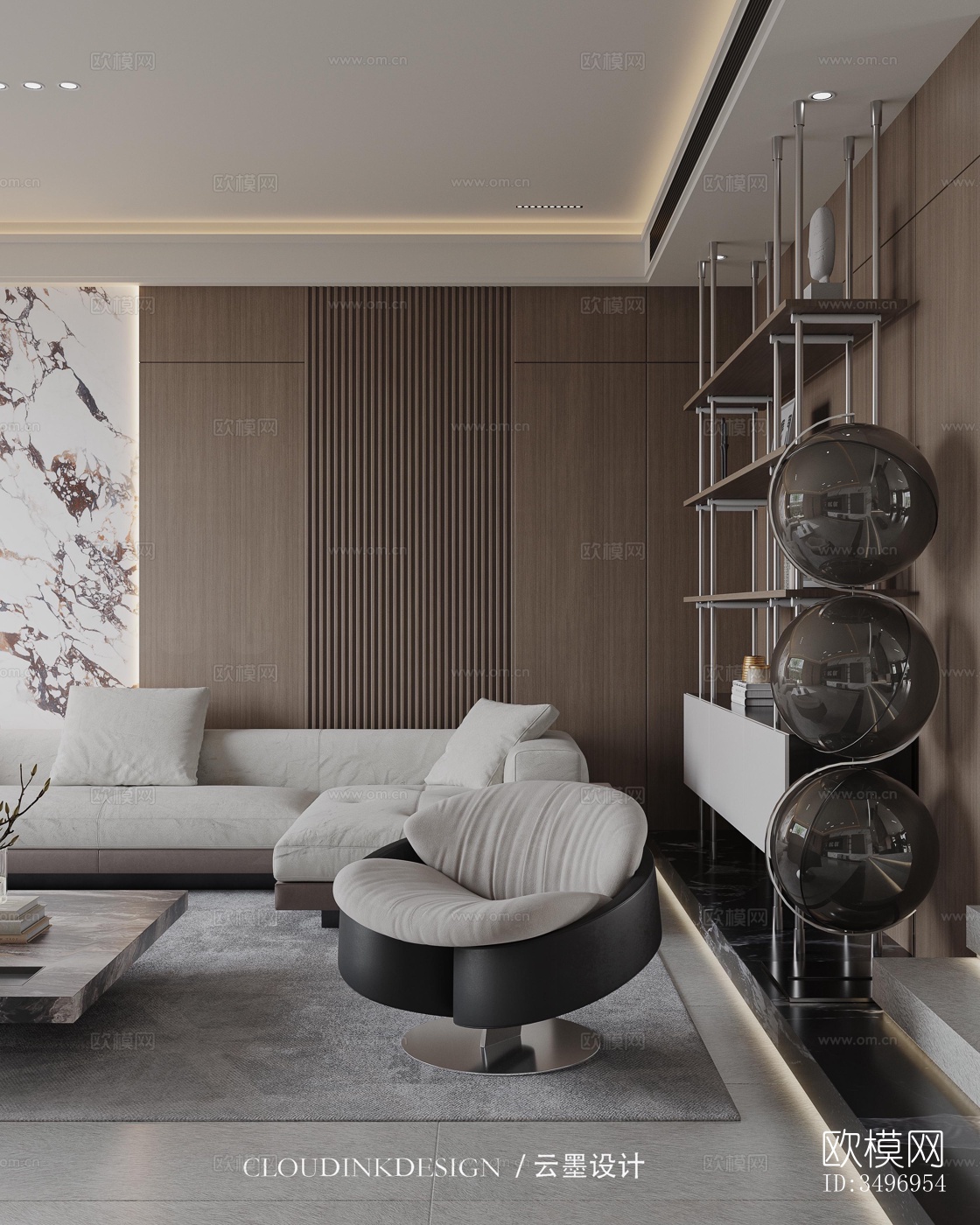 现代大平层效果图下载（渲染图15）