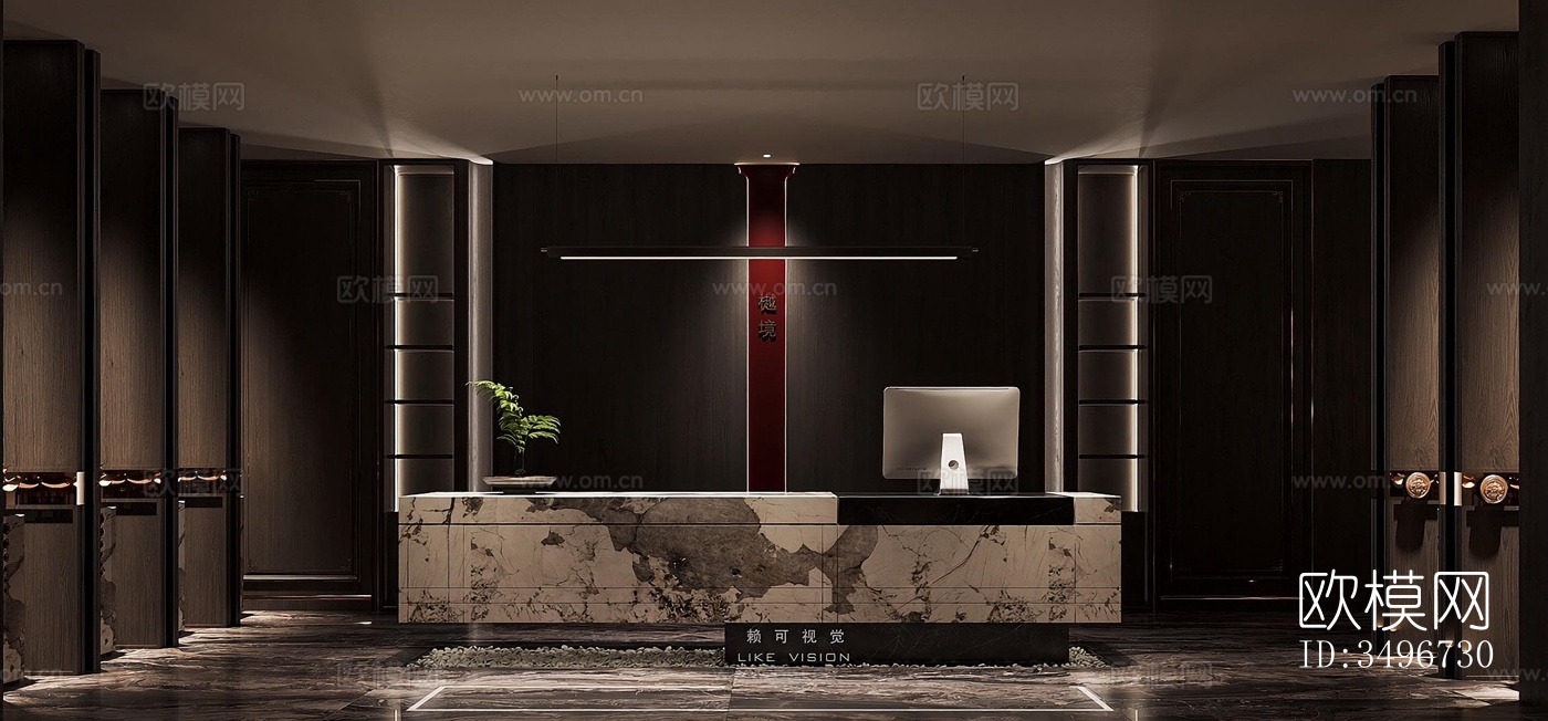 新中式售楼处效果图下载（渲染图2）