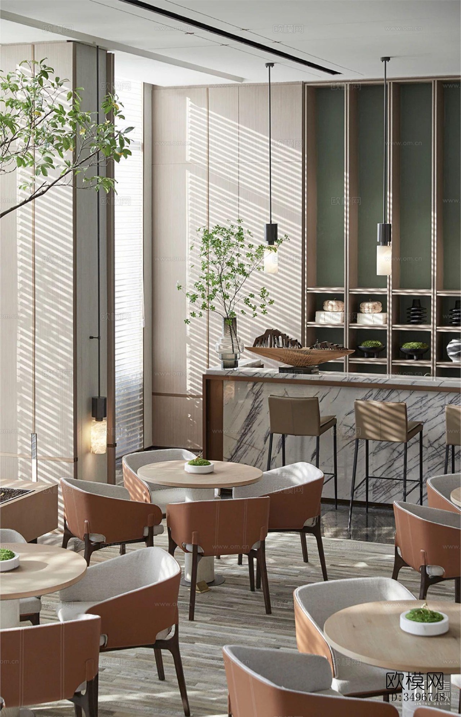 新中式售楼处效果图下载（渲染图2）