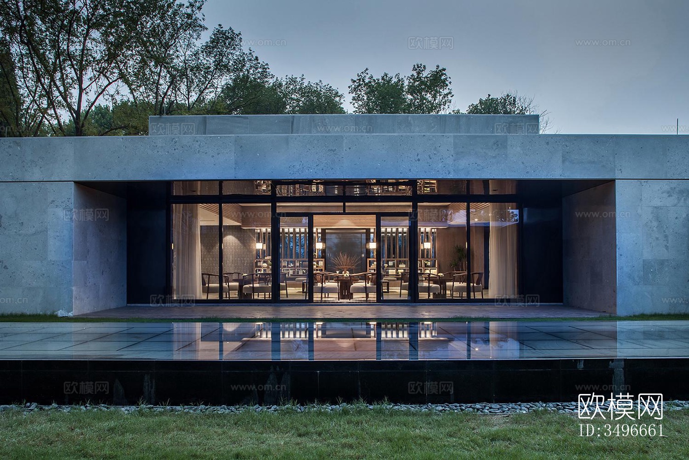 新中式售楼处效果图下载（渲染图6）