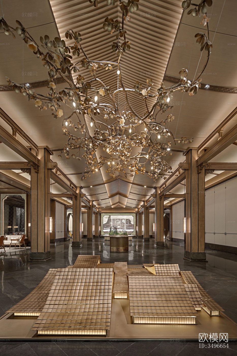 新中式售楼处效果图下载（渲染图3）