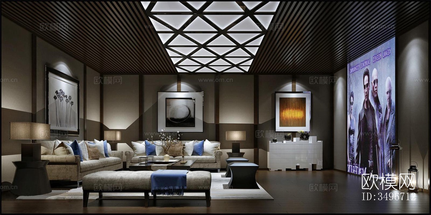 新中式售楼处效果图下载（渲染图1）