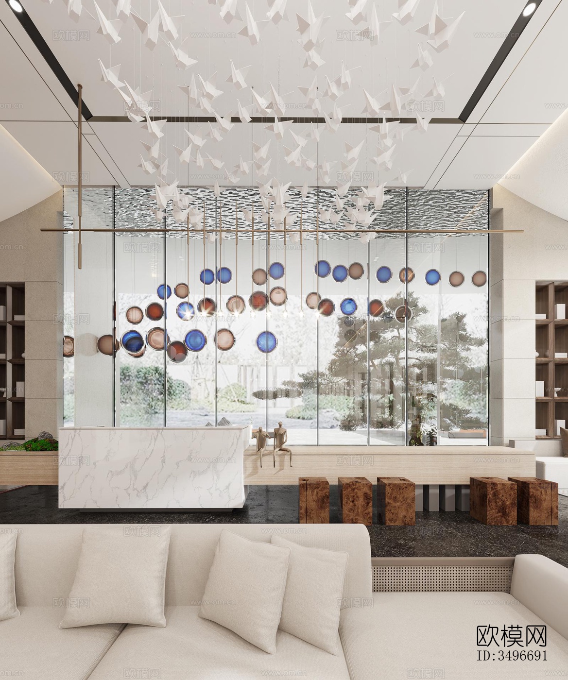 新中式售楼处效果图下载（渲染图9）