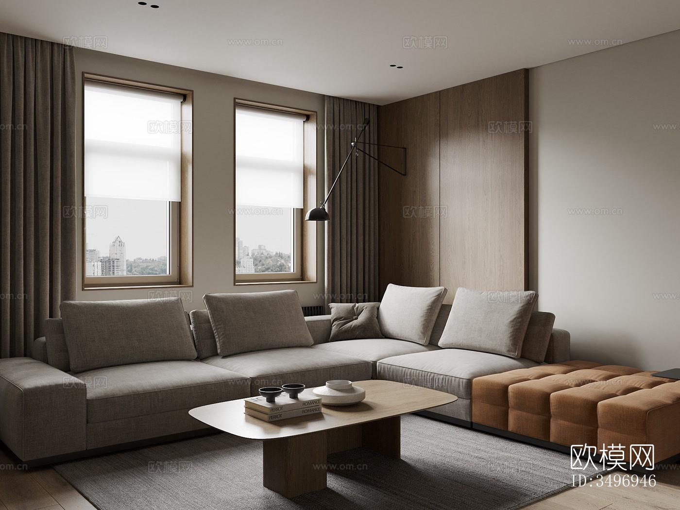 现代大平层效果图下载（渲染图16）